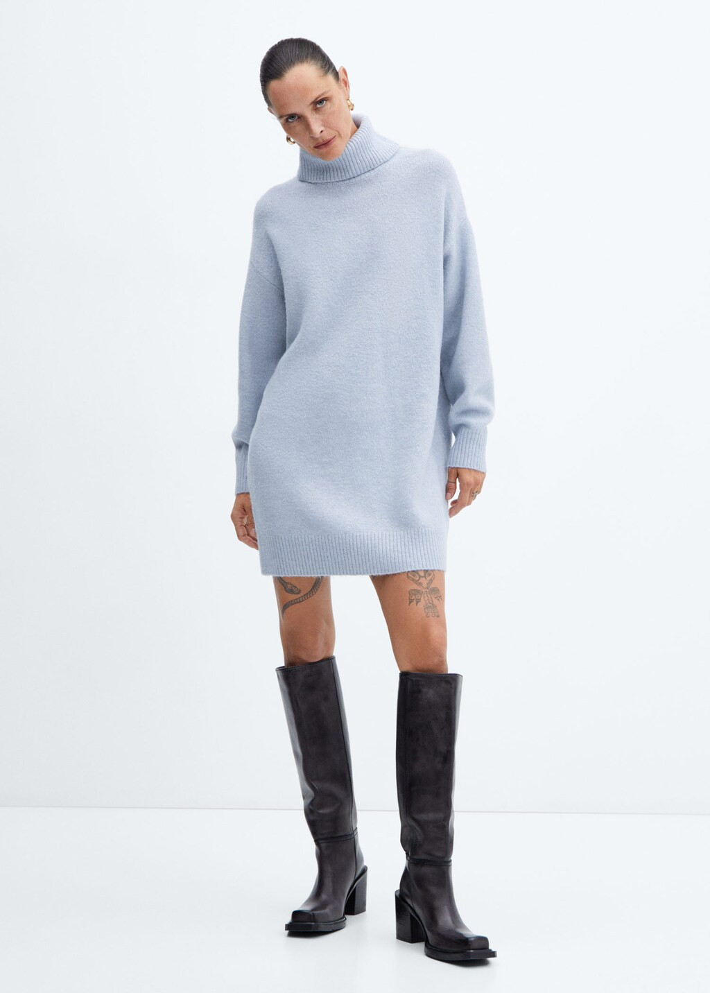 Turtle neck knit dress -  Women | Mango USA | MANGO (US)