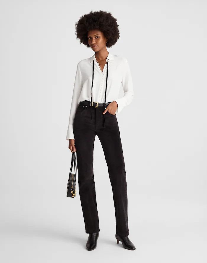 The Longline Straight Pant in Velvet | Madewell