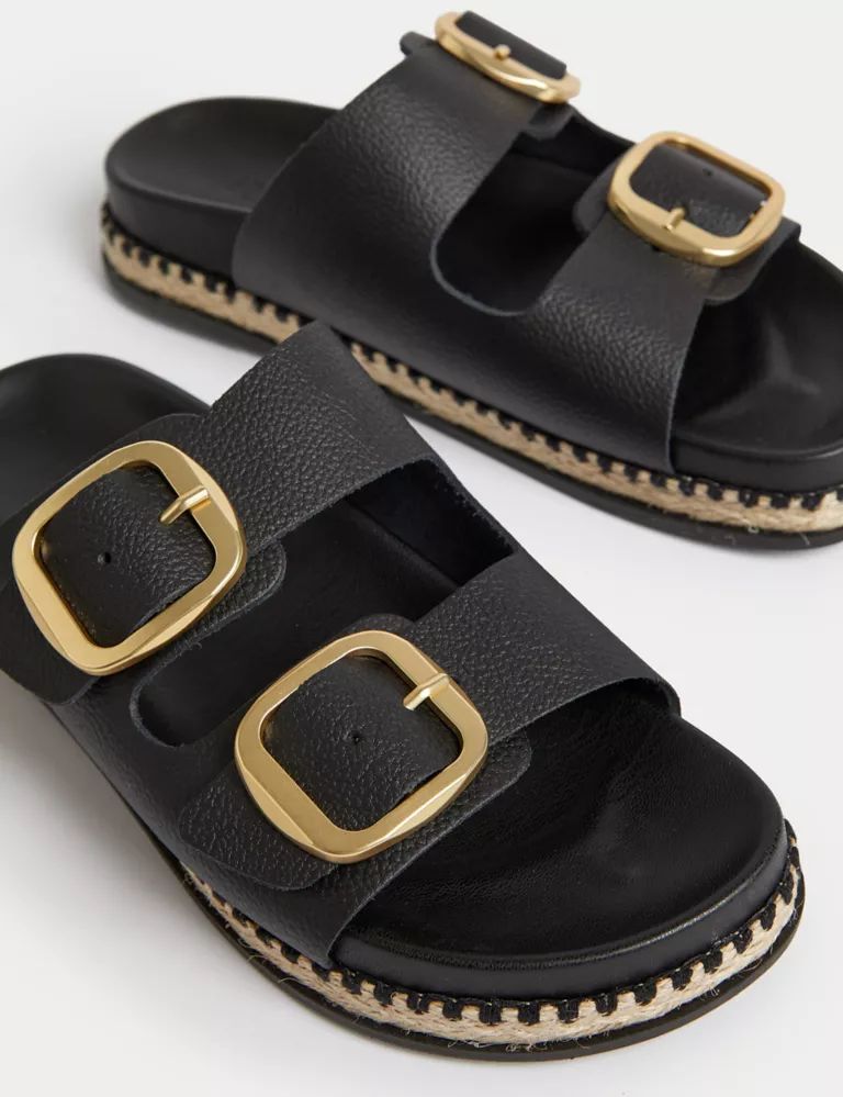 Leather Double Buckle Flatform Sandals | Marks & Spencer (UK)