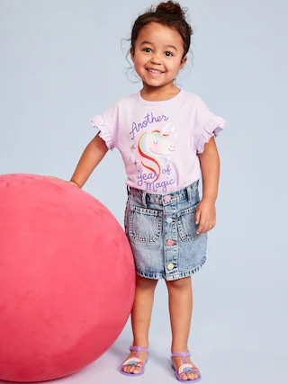 High-Waisted Button-Front Jean Skirt for Toddler Girls | Old Navy (US)