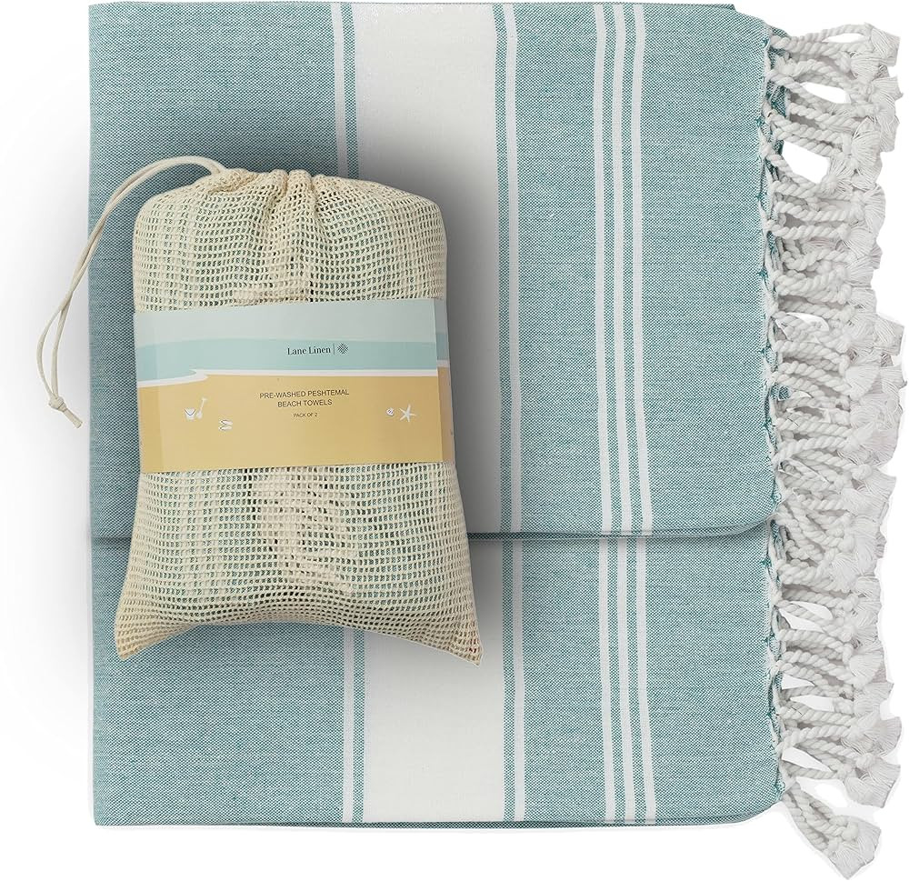LANE LINEN 100% Cotton Beach Towel with Bag 2 Pack Towels Oversized 39"x71" Pool Highly Absorbent... | Amazon (US)