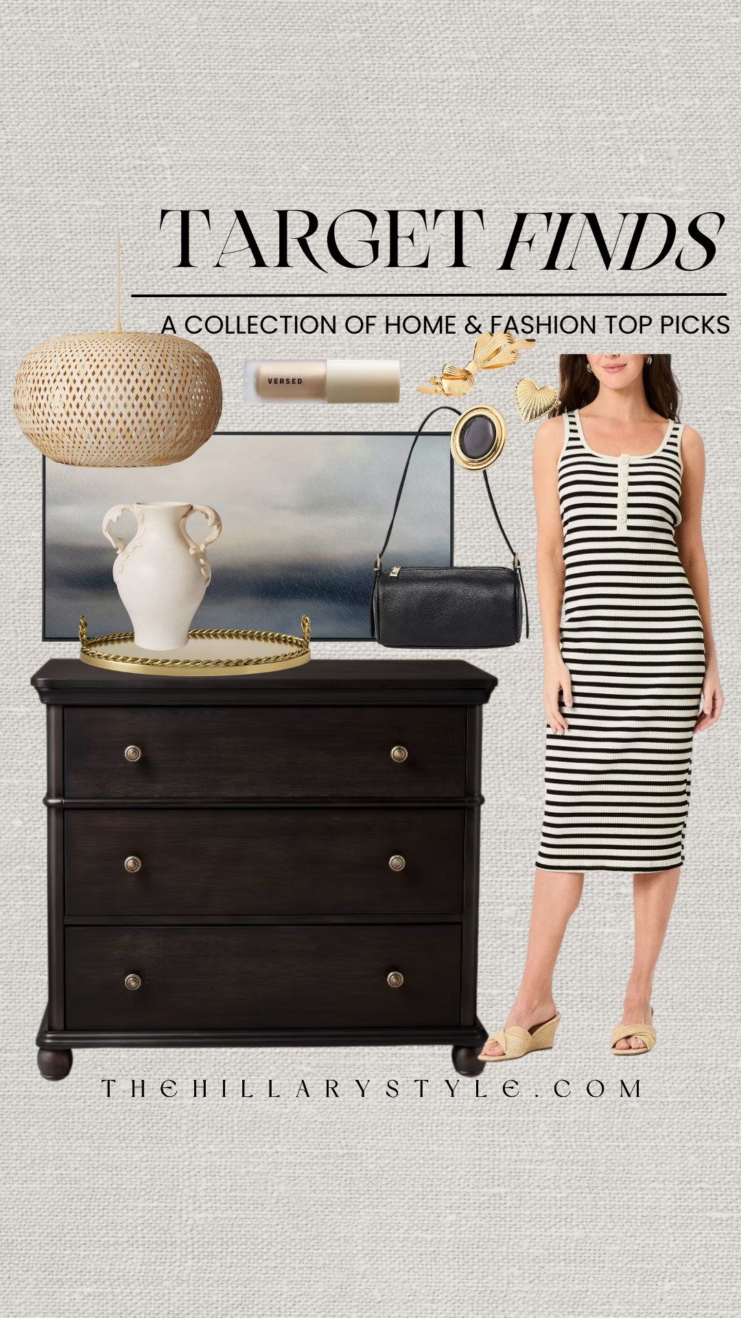 Target Summer Finds: Black & Neutral Warm Minimalism

Get the look for less with these gorgeous new Target style and home arrivals! If you love a neutral, warm minimalism aesthetic mixed with quiet luxury vibes, these pieces are a must-see. From a chic striped midi dress and elevated gold accessories to a classic dark wood dresser and textured woven lighting, these affordable finds make it easy to refresh your wardrobe and home. 

 #TheHillaryStyle #targetfinds #targetstyle #targethome #warmminimalism #modernorganic #quietluxury #lookforless #targetfashion #summeroutfits #homedecor #affordablefinds 

#LTKootd #LTKSeasonal #LTKHome