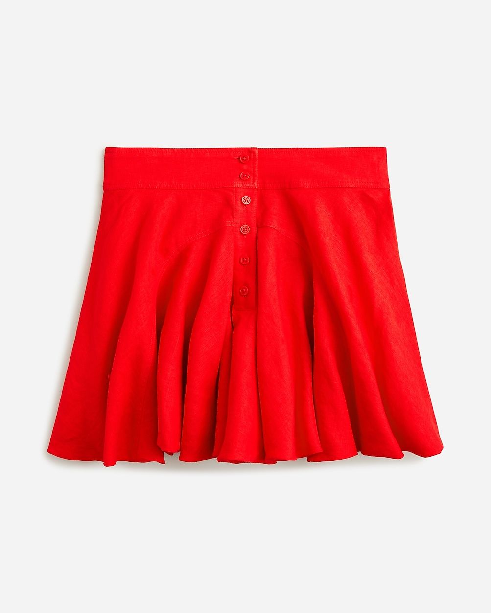 Pleated button-up mini skirt in linen | J.Crew US