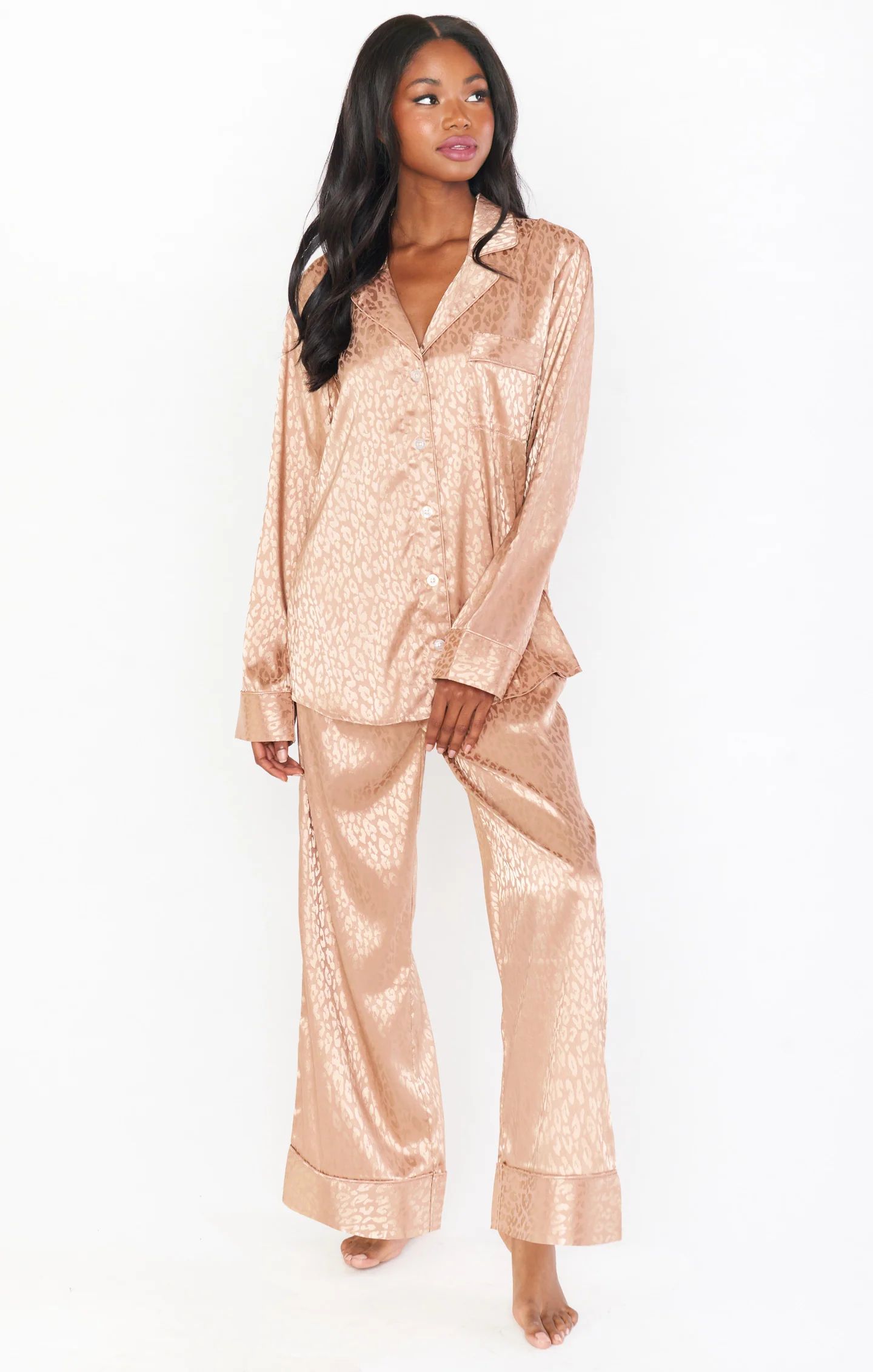 Classic PJ Set ~ Gold Cheetah Silky | Show Me Your Mumu