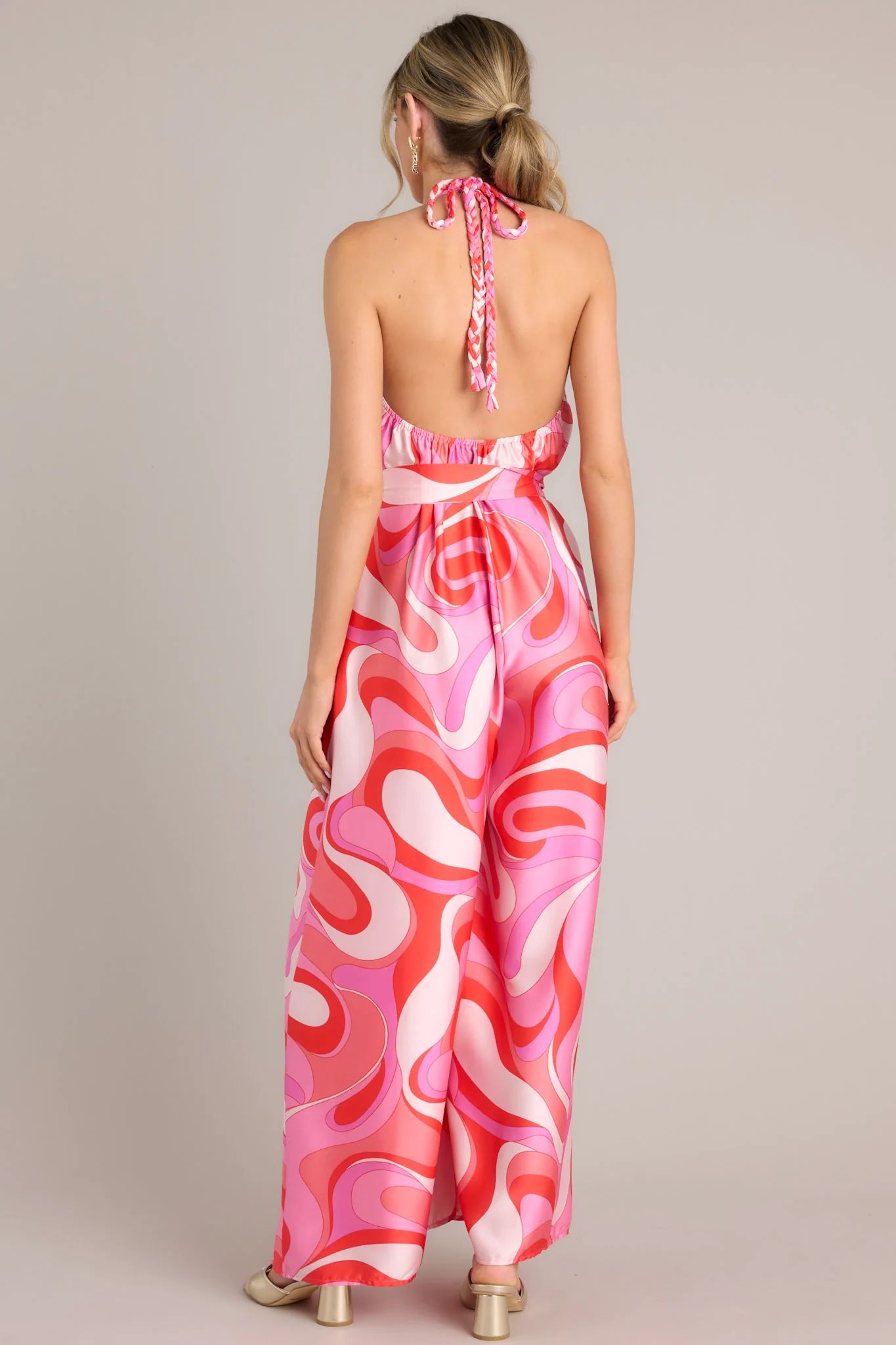 Sun And Done Hot Pink Print Jumpsuit | Red Dress