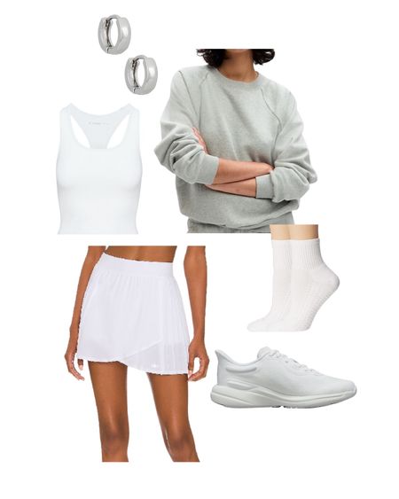 Tennis Skirt Outfit, Hot Girl Walk, Back to School Fit | white tan is Aritzia TnaLIFE Skip Tank 
