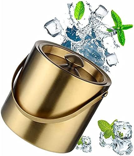 SLSNATFOUND Double Wall Stainless Steel Insulated Ice Bucket with Lid [2 Liter] Keeps Ice Cold & Dry | Amazon (US)