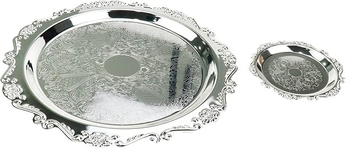 Quluxe Round Platter Serving Tray Metal Reusable Decorative Appetizer Platter Dessert Plate for K... | Amazon (US)