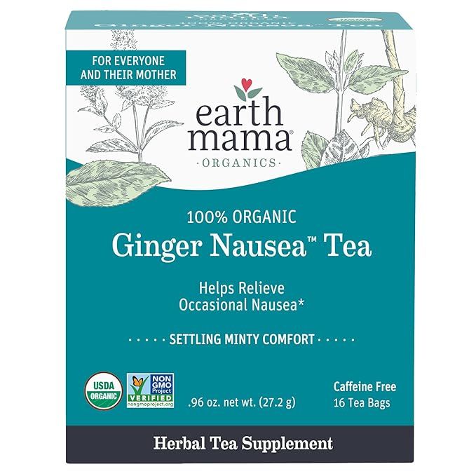 Earth Mama Organic Ginger Nausea™ Tea | Comforts Occasional Nausea + Morning Sickness, 16 Teaba... | Amazon (US)