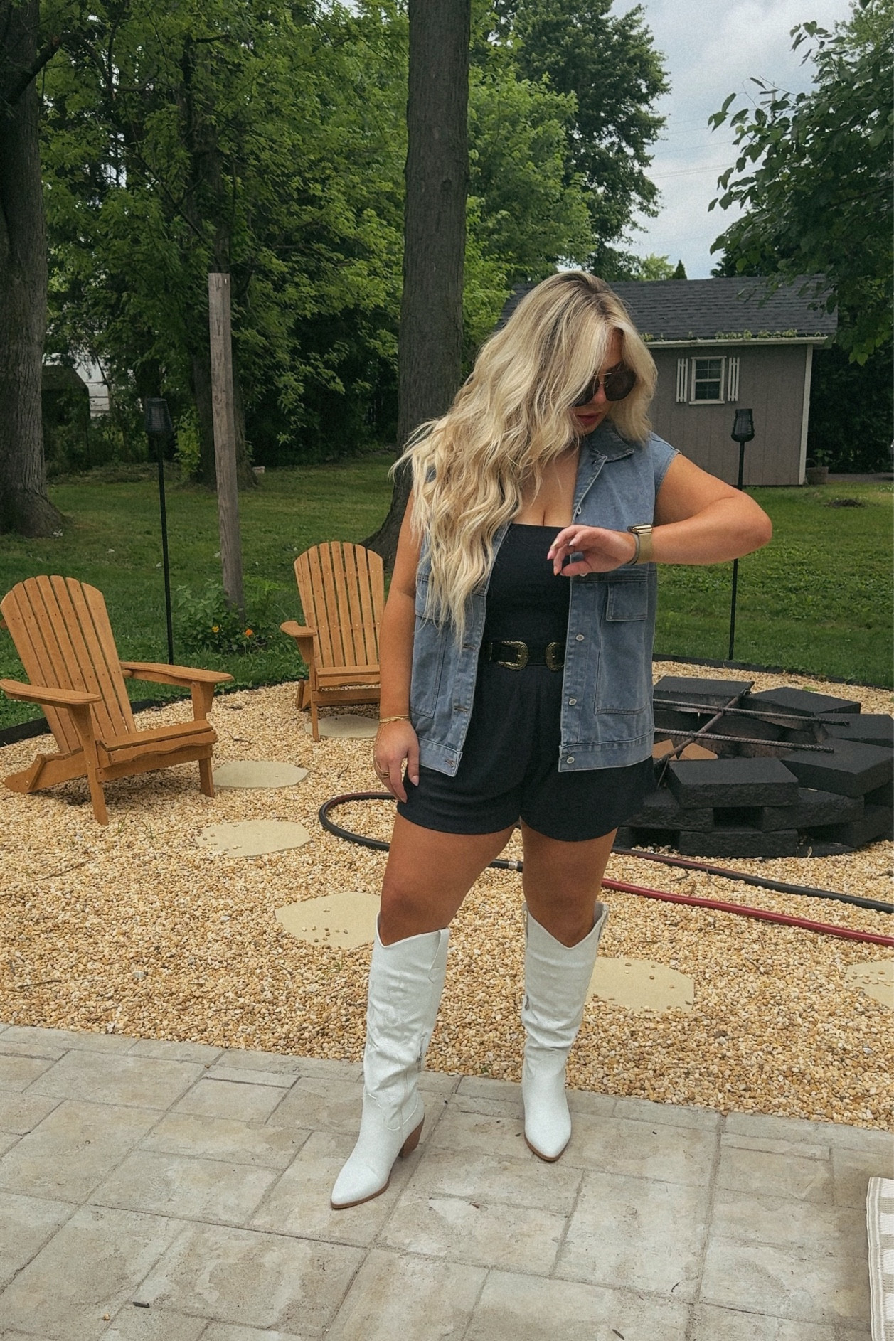 XL ROMPER
XL VEST
BOOTS ARE WIDE CALF FRIENDLY

country concert inspo, Nashville outfit inspo, Nashville ootd, country concert outfit, midsize country outfit

#LTKFindsUnder50 #LTKMidsize #LTKStyleTip
