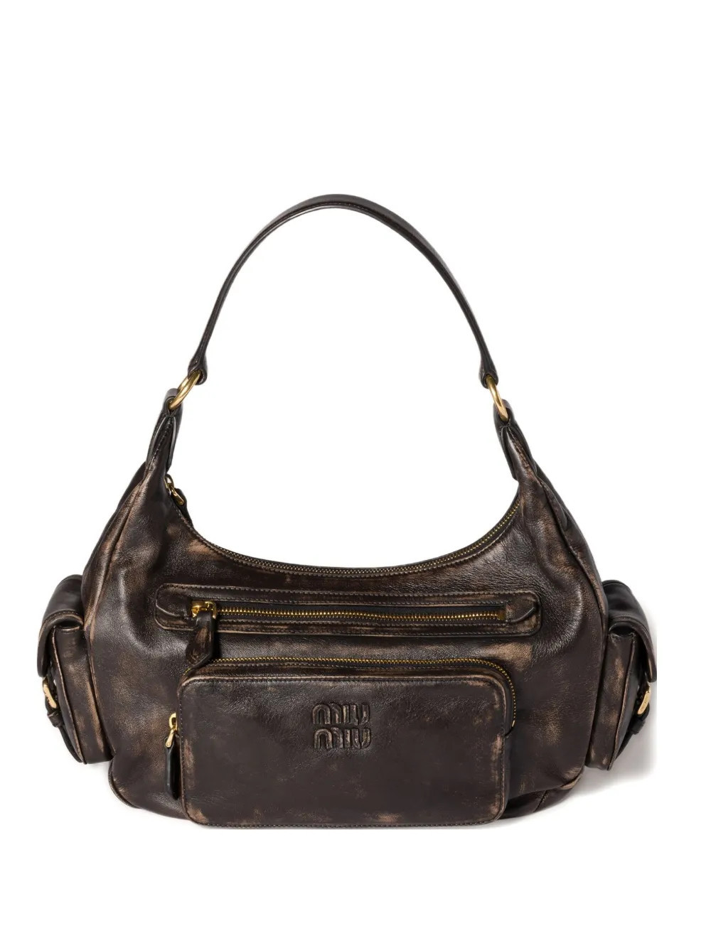 Miu Miu Pocket leather shoulder bag - Brown | Farfetch Global