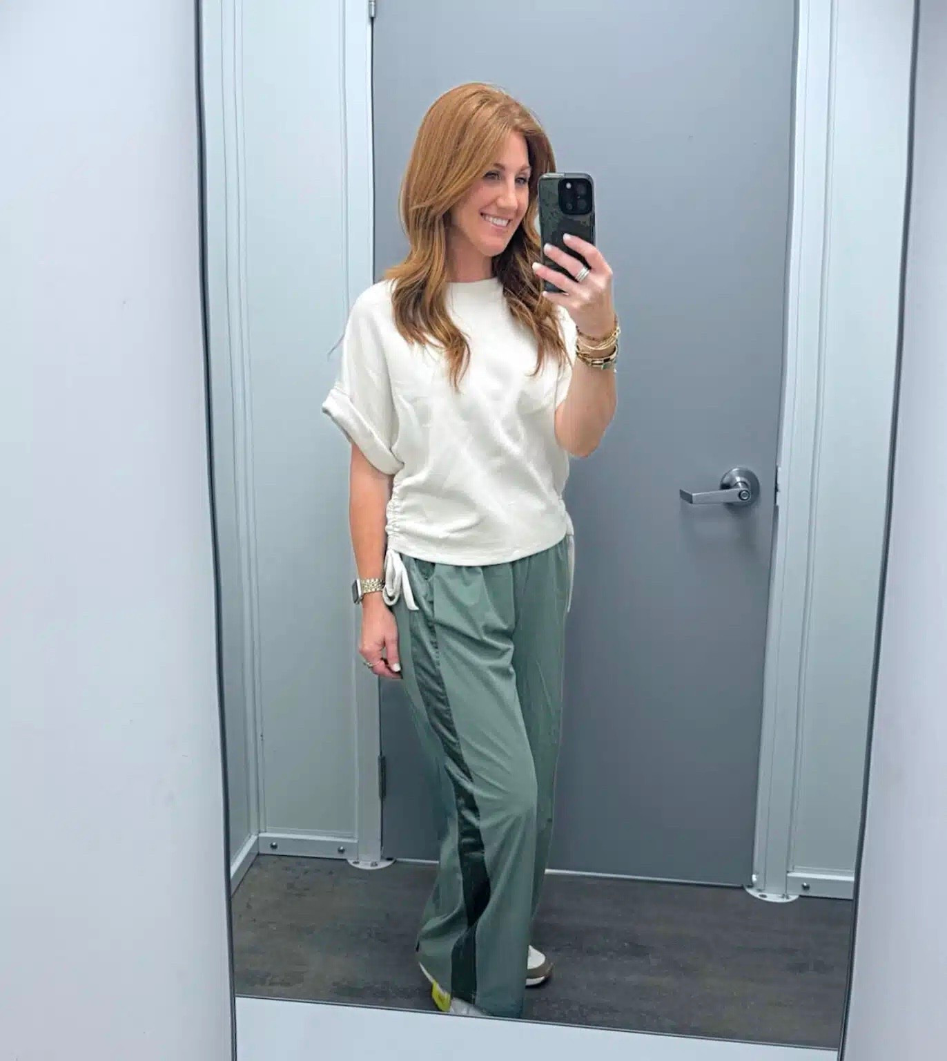 This outfit is all about comfort! Stephanie is wearing a medium top and small pants. She is 5’3 and you can see the pants still have a good amount of length on them.

#LTKTravel #LTKPetite #LTKOver40