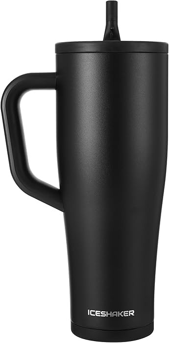 Ice Shaker 40 oz Tumbler with Handle and Straw | 40oz Black | Cold for 30+ Hours | 2-in-1 Tumbler... | Amazon (US)