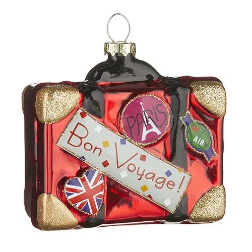 Bon Voyage Luggage Travel glass ornament with glitter accents New Christmas - Walmart.com | Walmart (US)