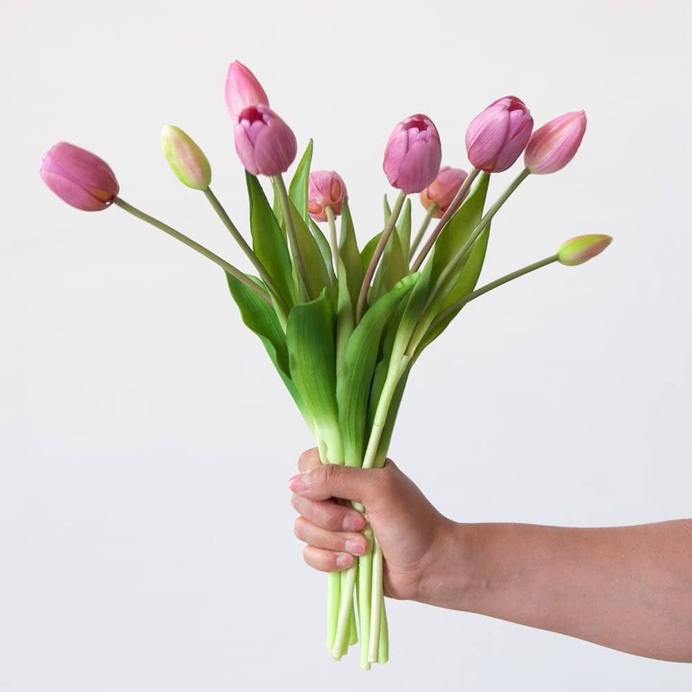 Aoivrb10PCS Artificial Tulip Flowers Real Touch Tulips Plastic Flower Fake Bouquet Table Arrangem... | Amazon (US)
