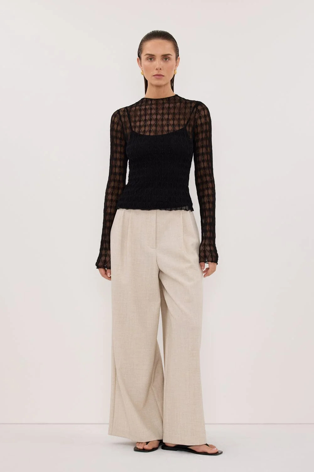 LEIA BLACK LACE SLEEVED KNIT | DISSH