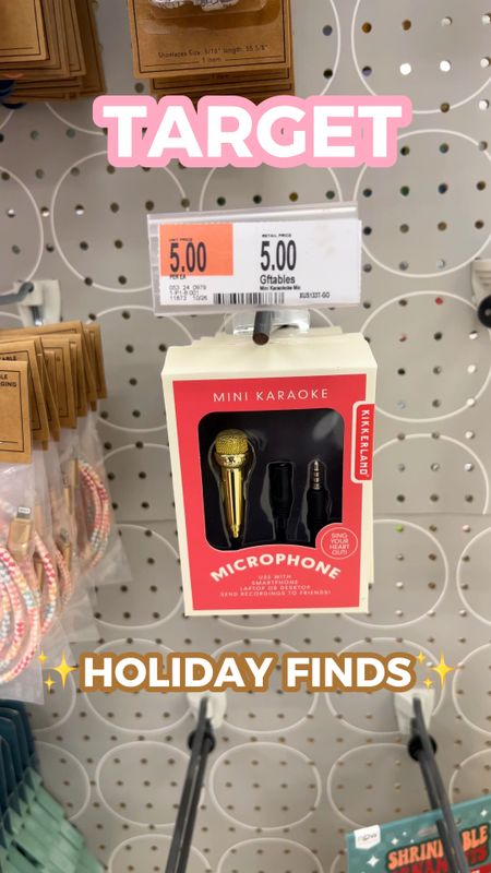 I found this mini gold microphone at Target for $5 in the holiday section 🎤✨. 

It says you can connect it to your phone, laptop, etc. and use it for karaoke and whatnot. I think it’s a really cute stocking stuffer! 🎄🎁✨

Just note that if you have an iPhone (or apple products) you’ll need a headphone jack adapter to be able to plug it into your device. I tagged a USB-C and a lightning adapter option, so you can pick the one that works with your phone type.

I tested a couple, and the one made by Apple is the only one that works with this microphone 📱🎤✨

#LTKHoliday #LTKVideo #LTKGiftGuide