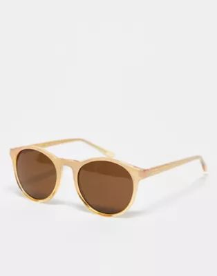 AJ Morgan grad school retro round sunglasses in champagne | ASOS (Global)