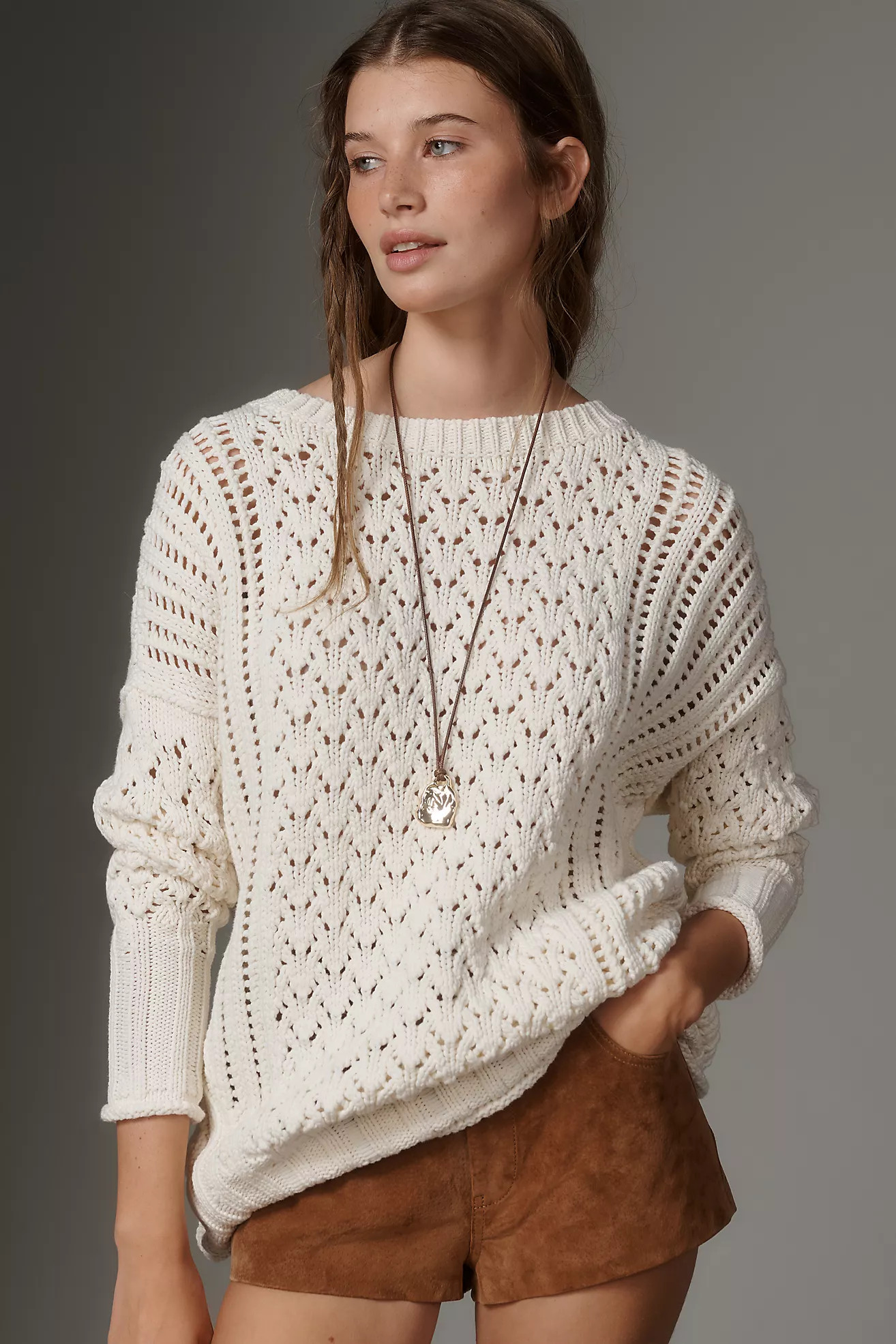 By Anthropologie Oversized Stitched Sweater | Anthropologie (US)