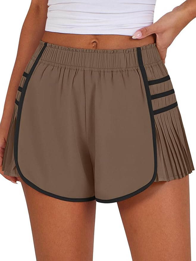 Caracilia Womens Workout Shorts Flowy Pleated Athletic Running Skort 2024 Trendy Summer Clothes | Amazon (US)