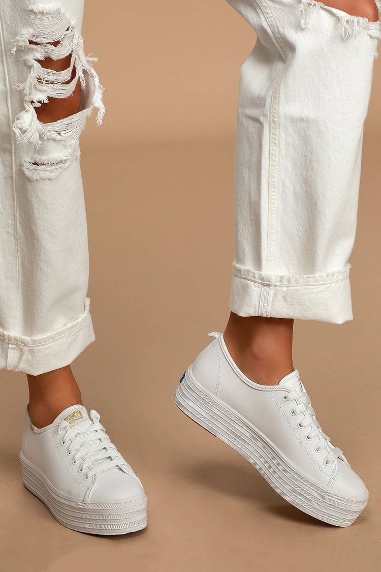 Triple Up White Leather Platform Sneakers | Lulus (US)
