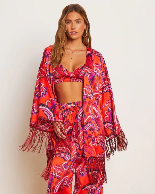 Azra Tropical Fringe Kimono | VICI Collection