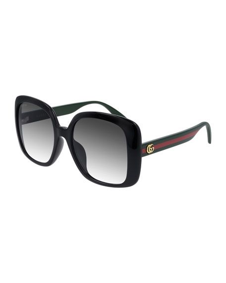 Gucci Square Web Arms Sunglasses | Bergdorf Goodman