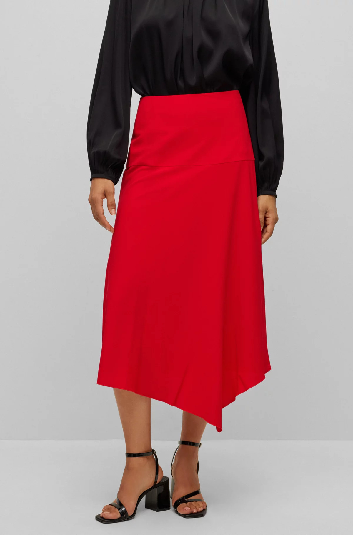 A-line skirt in crinkle crepe with asymmetric hem | Hugo Boss (US)