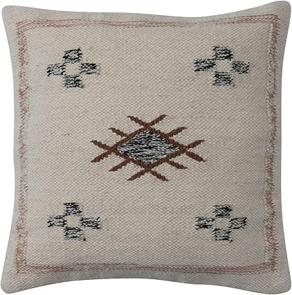 Creative Co-Op Wool Blend Throw Geometric Design, Multicolor Pillow Cover, Multi-Colored | Amazon (US)