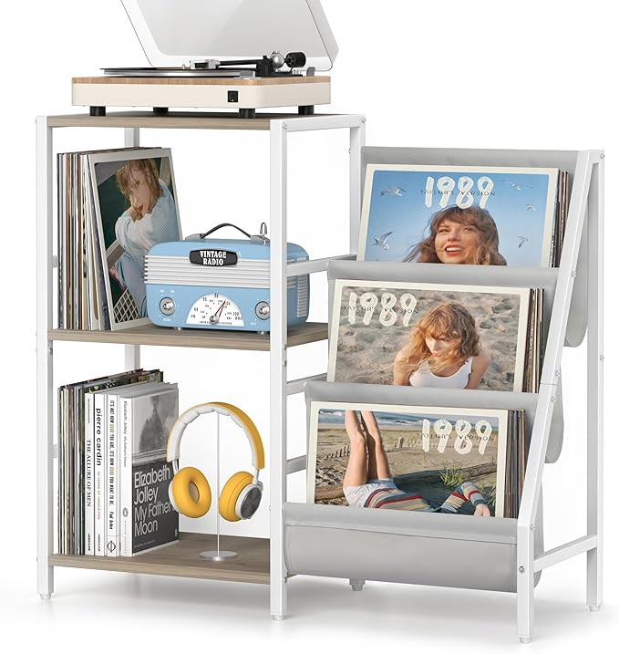 Record Player Stand with Vinyl Storage, Record Player Table with Record Storage 200 Albums, Turnt... | Amazon (US)