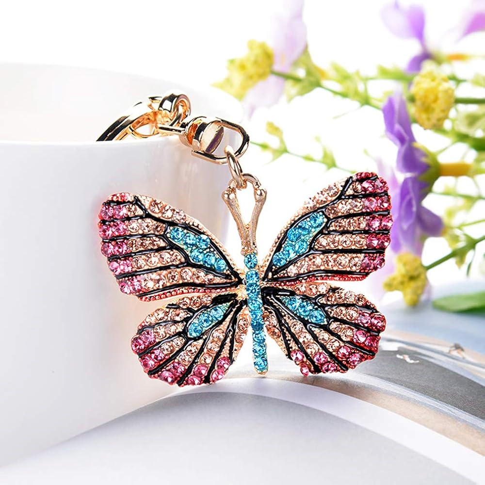 Cute Butterfly Shape Crystal Rhinestone Sparkling Keychain Bag Pendant Handbag Charm for Women Gi... | Amazon (US)