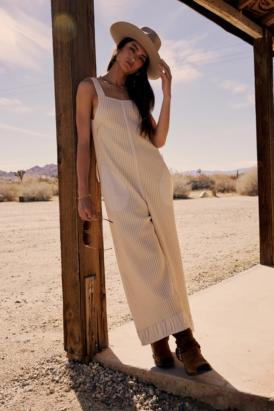 Addey Knit Overalls in Cream | Böhme US