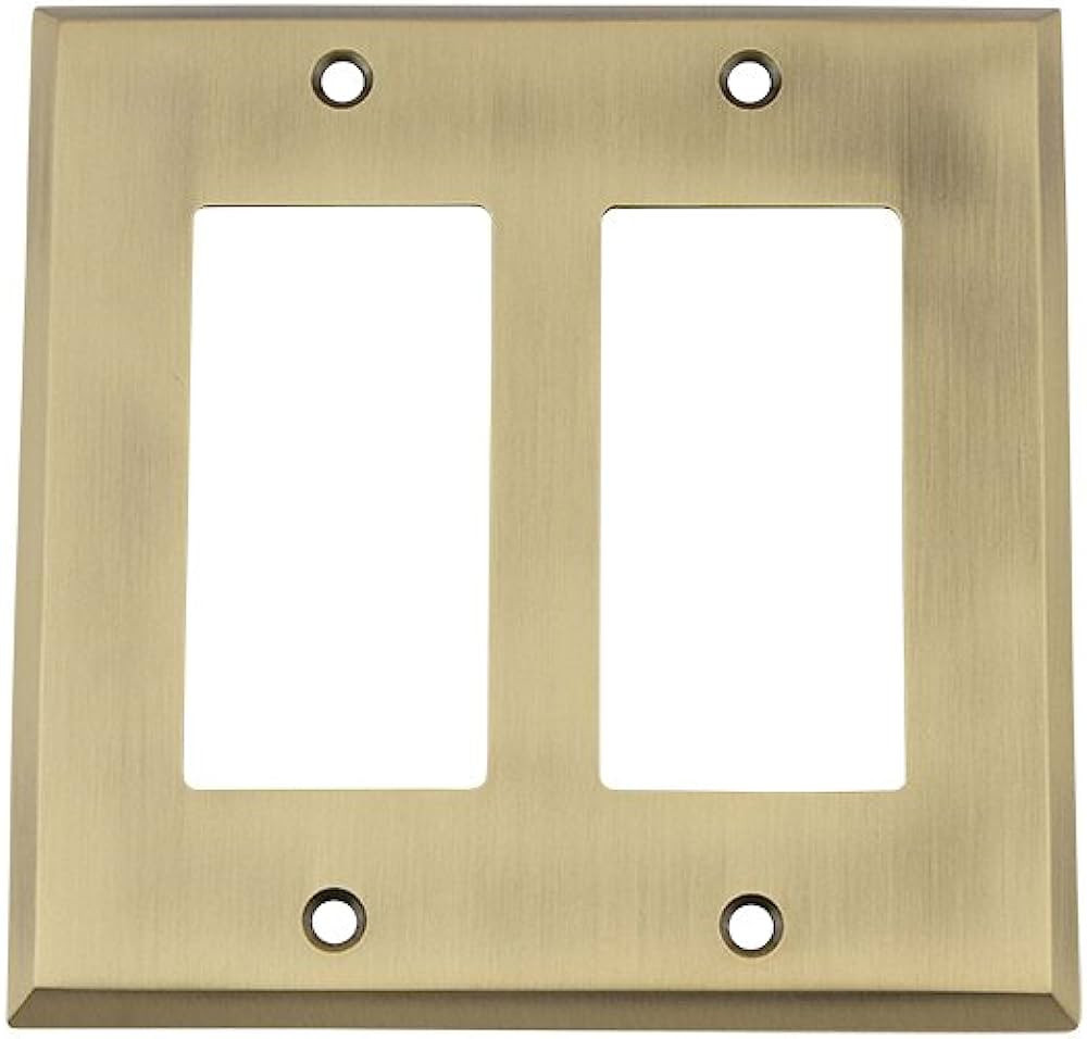 Nostalgic Warehouse 719702 New York Switch Plate with Double Rocker, Antique Brass | Amazon (US)