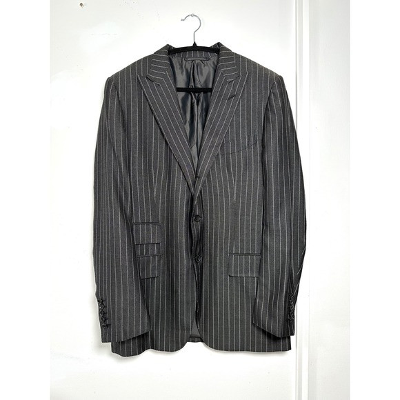 Tom Ford Charcoal Gray Pinstripe 52R‎ Double Breasted Silk Wool Blazer 21BL4B | Poshmark