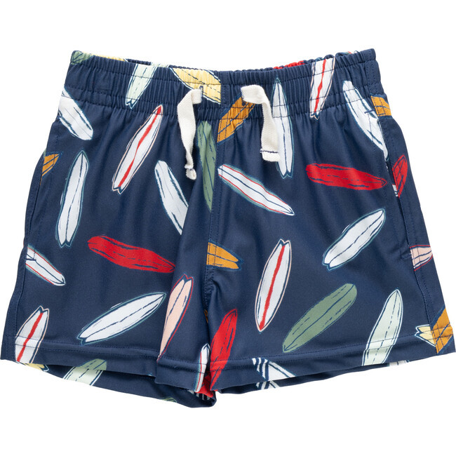 Boys Swim Trunk, Navy Surfboard Navy Surfboard | Maisonette