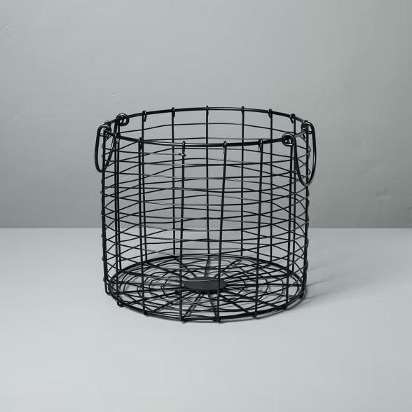 Round Wire Store Basket with Handles Black - Hearth & Hand™ with Magnolia | Target