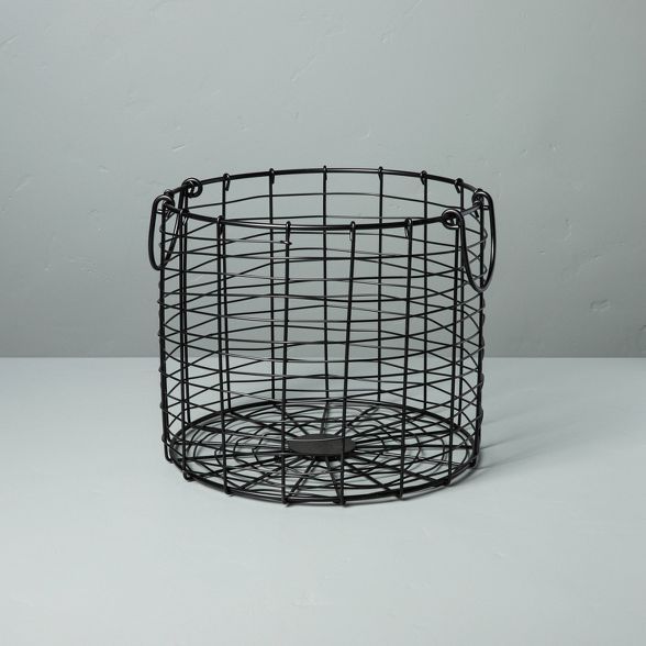 Round Wire Store Basket with Handles Black - Hearth & Hand™ with Magnolia | Target