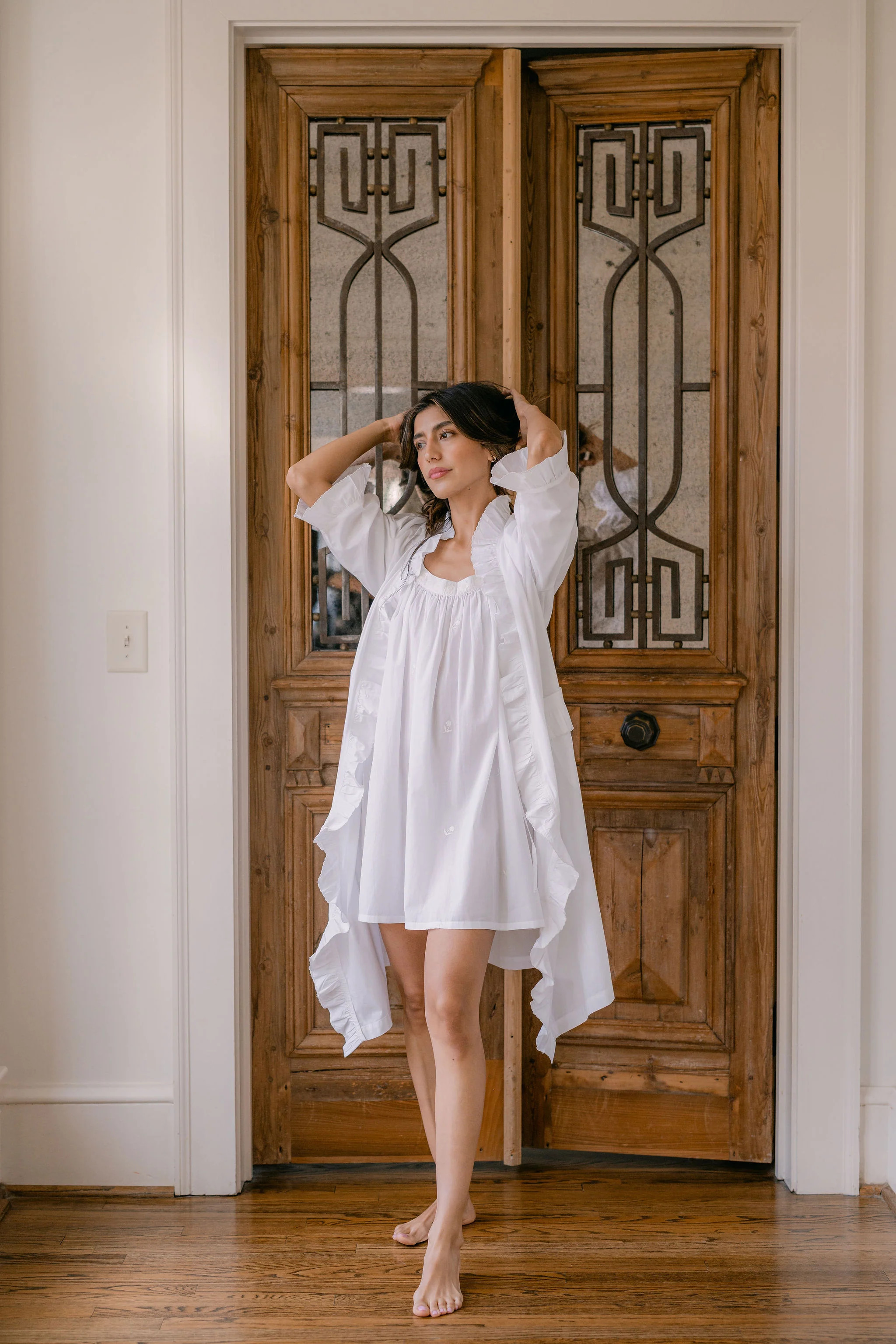 Ruffle Robe & Embroidered Tank | Lenora