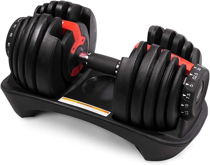 DELOBOLL Adjustable Dumbbell 50 lbs Fitness Dial Dumbbell Series Strength Training Weights Gym Eq... | Amazon (US)