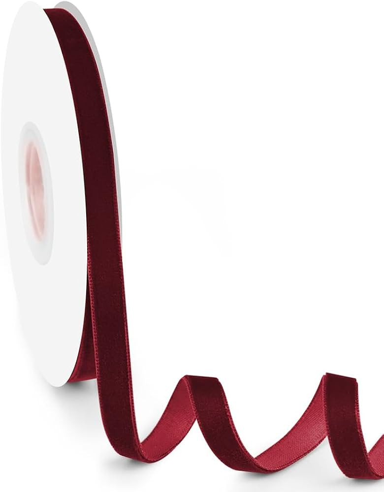 3/8" Wide Velvet Ribbon, 10 Yards - Burgundy Velvet Ribbon on Spool for Crafts, Gift Wrapping, DI... | Amazon (US)