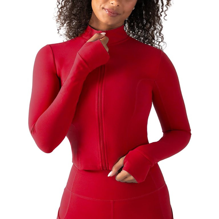 YITTY Active Women's UltraLuxe Cropped Full Zip Jacket, Athleisure, 4-Way-Stretch, Thumbholes, He... | Walmart (US)