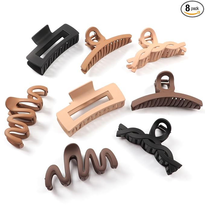 Matte Non-Slip Large Hair Clips for Women 8PCS (Neutral Colors), Durable Claw Clips for Women/Gir... | Amazon (US)