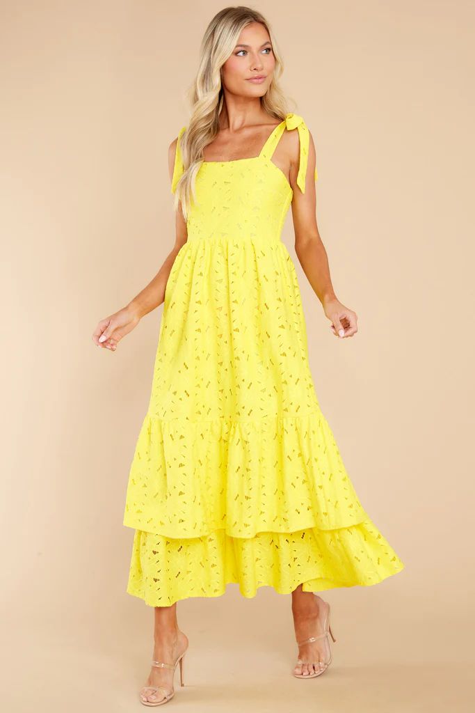 Life Is Sweet Yellow Tiered Lace Maxi Dress | Red Dress 