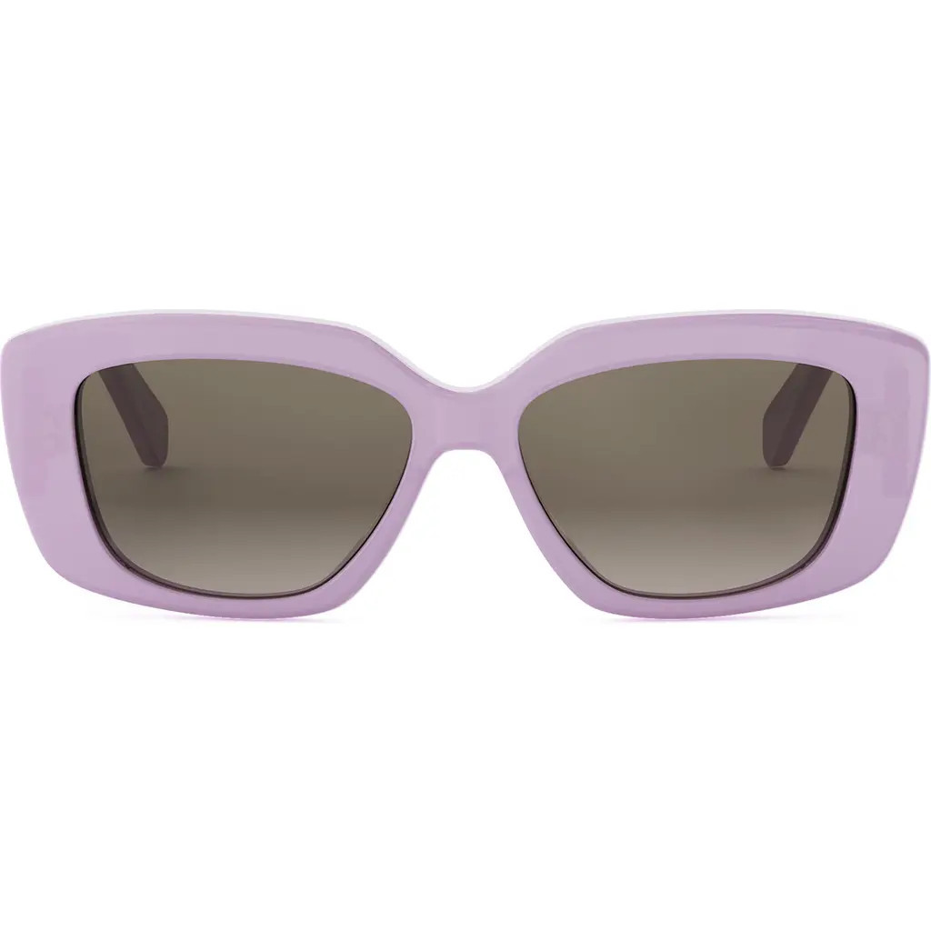 CELINE Triomphe 55mm Rectangular Sunglasses in Shiny Lilac /Gradient Brown at Nordstrom | Nordstrom