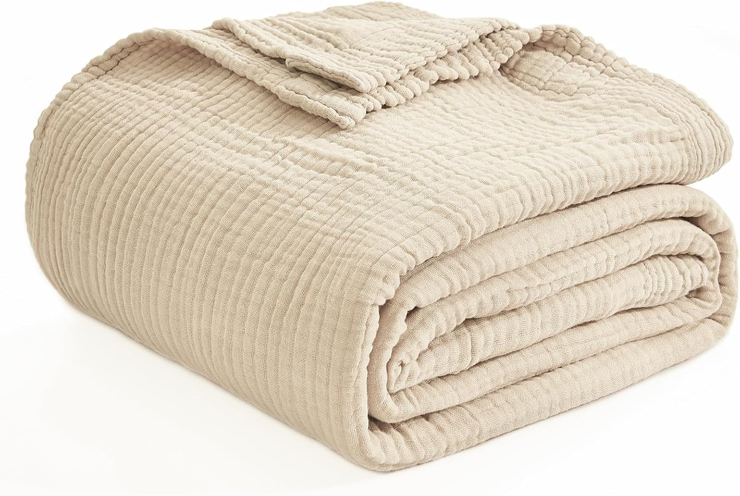 EMME Muslin Blankets for Adults Throw Blanket for Couch Breathable Gauze Soft Lightweight Airy Beige Throw XL 50" x 71" | Amazon (US)