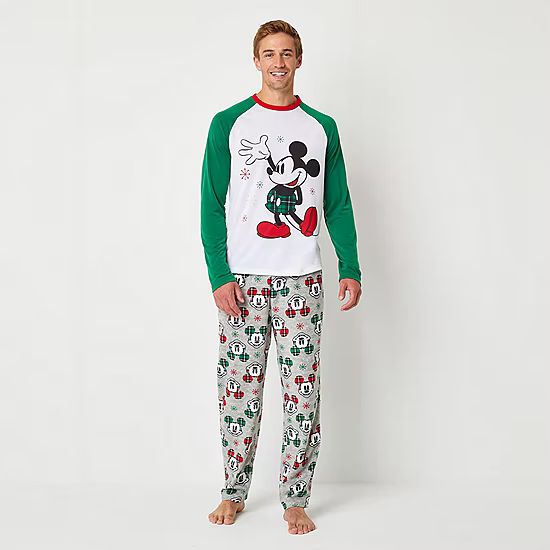 Mens Mickey Mouse Crew Neck Long Sleeve 2-pc. Pant Pajama Set | JCPenney