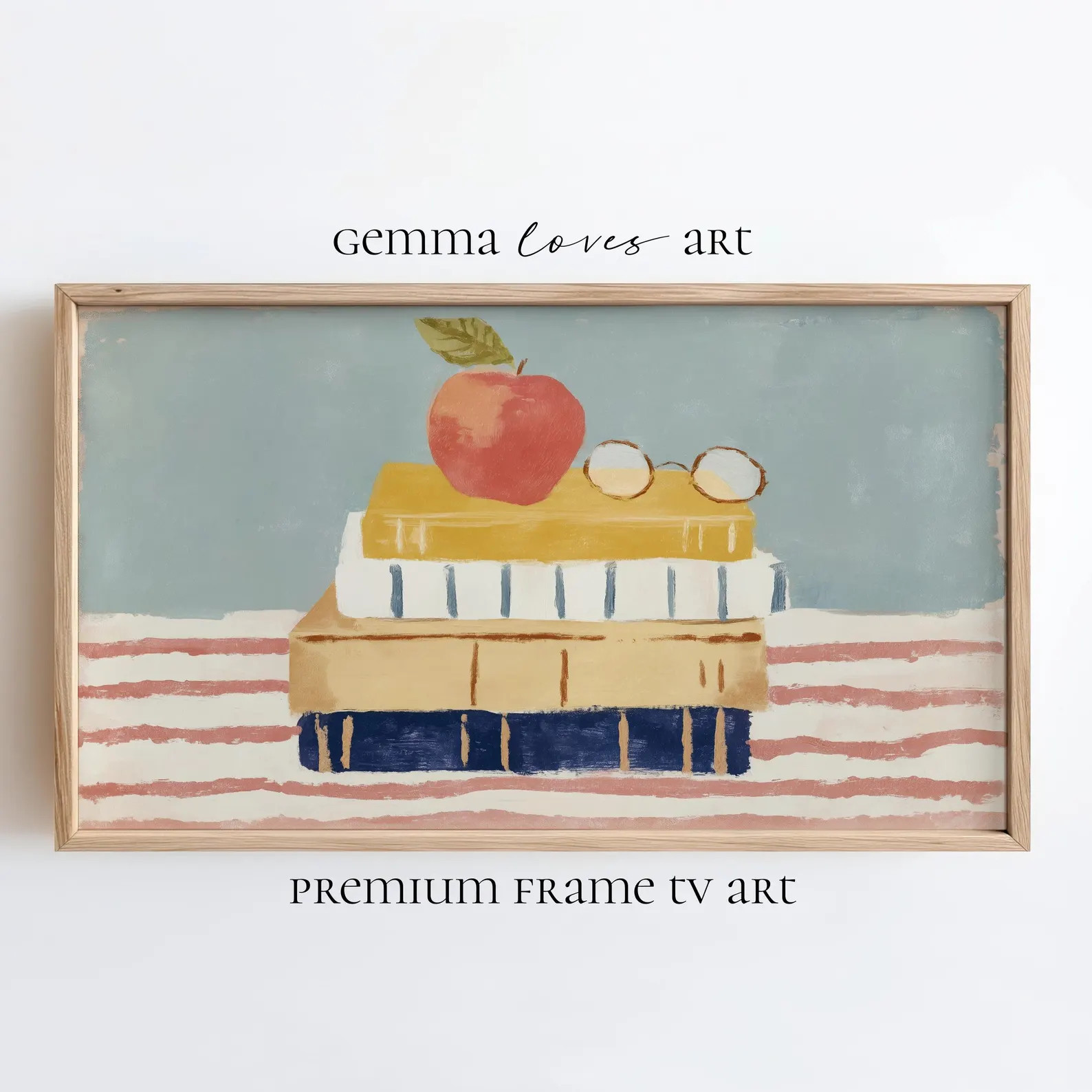 Back to School Frame TV Art: Apple & Books Cottagecore (Digital Download) | Etsy (Global)
