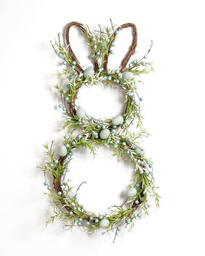 DN DECONATION Easter Bunny Spring Wreath with Egg, Twig and Berries Green Rabbit Easter Wreath for Front Door Decorations Home Farmhouse Outdoor Indoor Wall Mantel Window | Amazon (US)