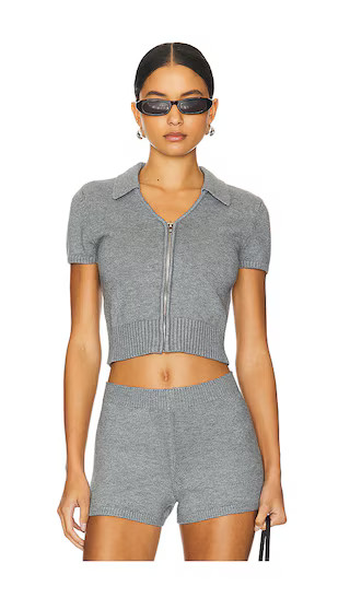 Calesia Zip-up Top in Heather Grey | Revolve Clothing (Global)