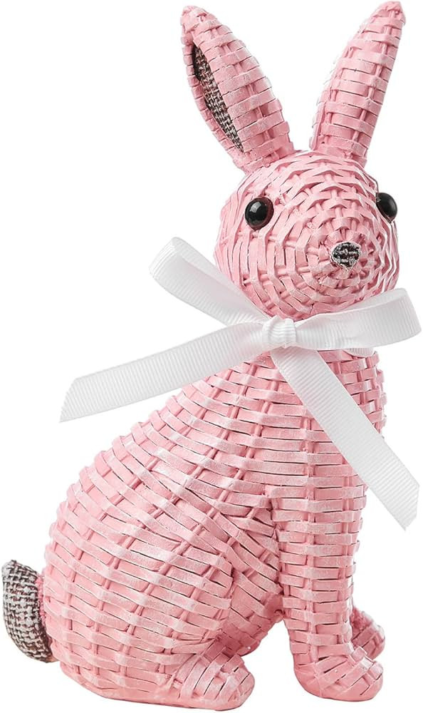 Rabbit Woven Resin Rabbit Ornament for Home Courtyard Lawn Tabletop and Easter Decoration (8.1in ... | Amazon (US)